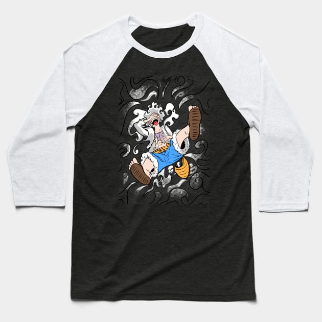 illustration of Gear 5 Sun God Nika luffy one piece Baseball T-Shirt by fandi.creations